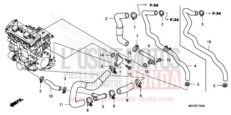 WATER PIPE for CBF1000 ABS PEARL SIENA RED (R320) from 2007